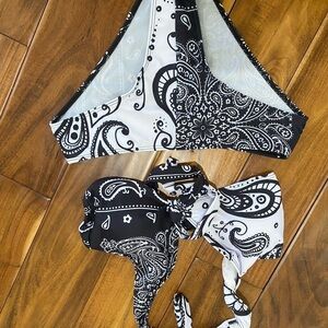 SHEIN Black and White Paisley Bikini